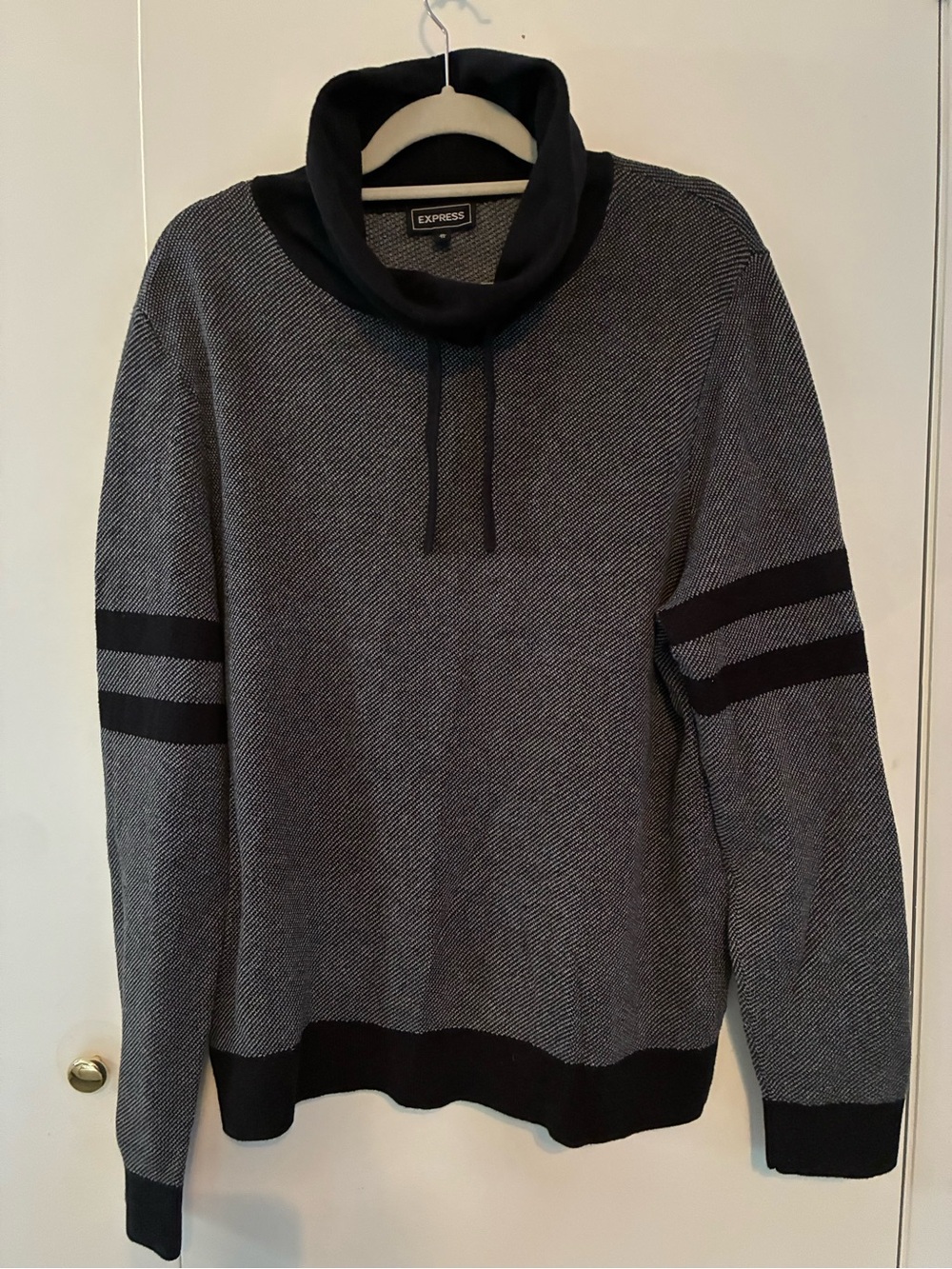 Express Men’s Gray Sweater with Black Cowl Neck